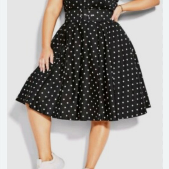 City Chic Black and White Polka Dot Dress with tulle underlay - Picture 7 of 7